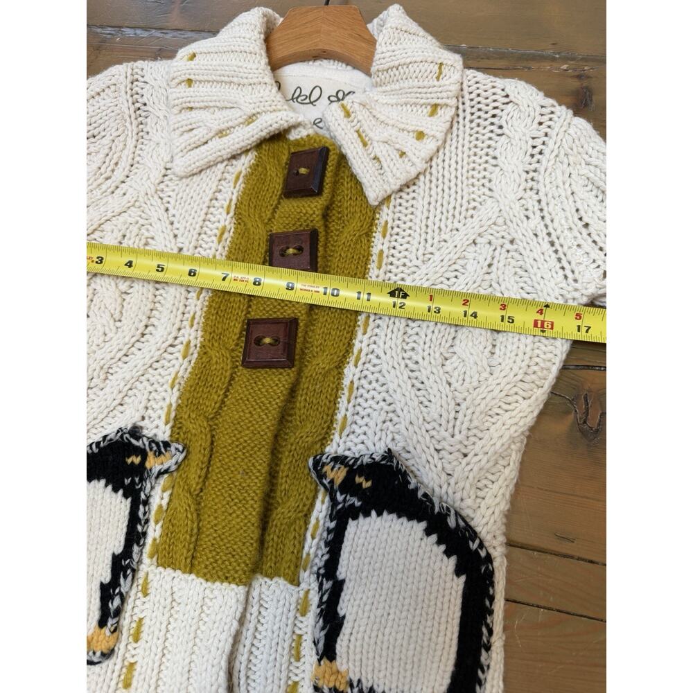 Field Flower Anthropologie Penguin Cardigan Cable Knit Chunky Sweater Size S - Picture 7 of 7